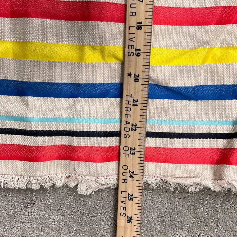 J Crew Skirt‎ Women 4 Beige Yellow Stripe Woven Fringe Lined Pencil Boho Cotton